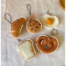 mini crocheted dessert keychain